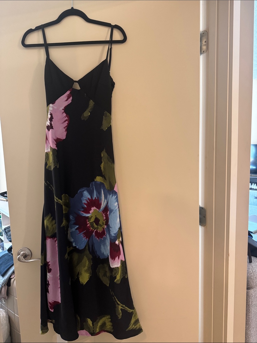 Abercrombie Floral Slip Maxi Dress in Black and Multicolor